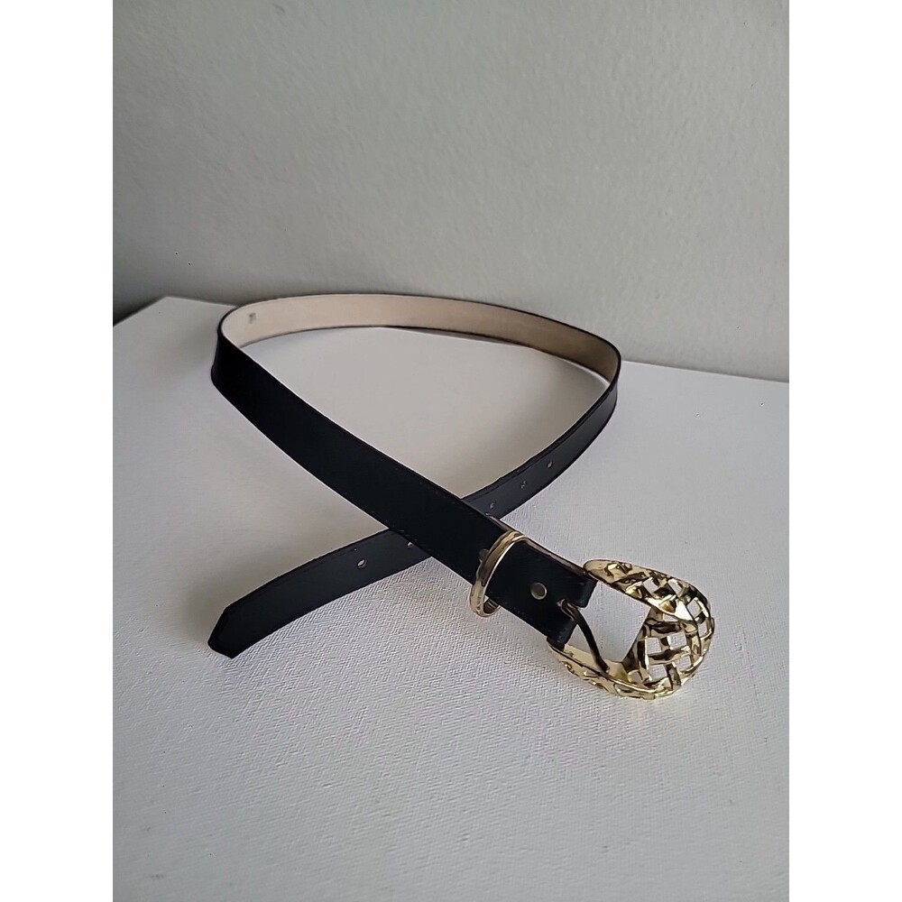 Vintage Black Faux Leather Belt Sz 12